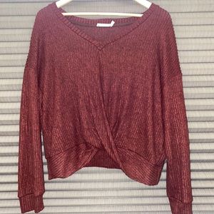 LULUS/LUSH orange burgundy knit top